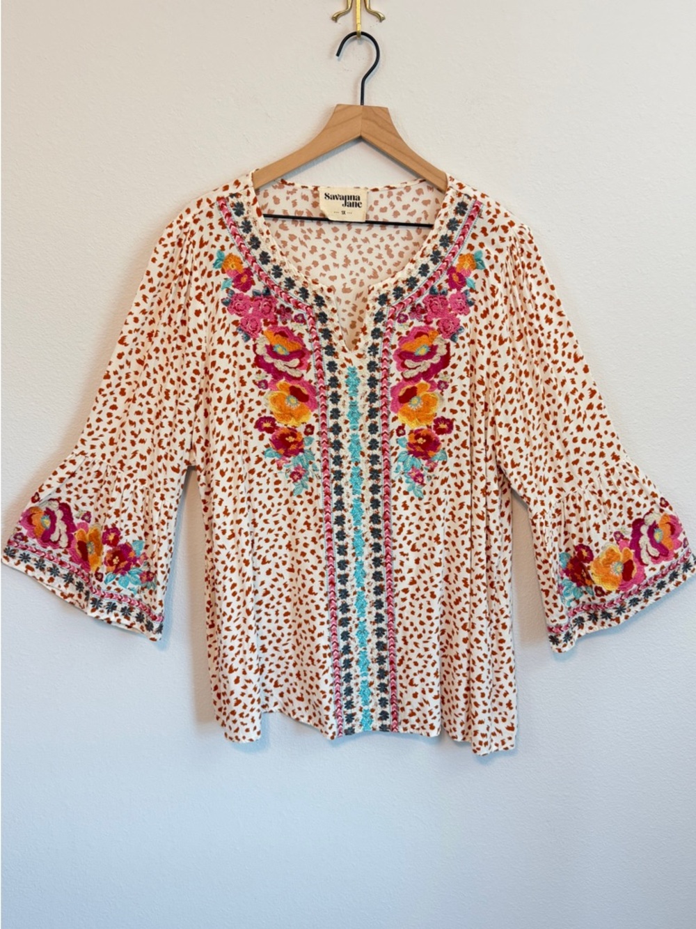 Savanna Jane Leopard-Print Tunic with Pink & Blue Embroidery - Picture 6 of 15